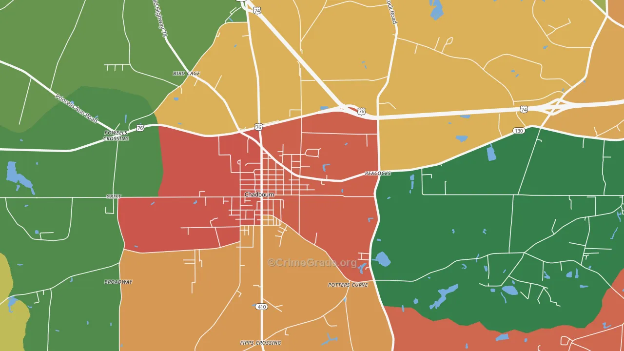 Williamson Crossroads, NC Map of Theft Rates