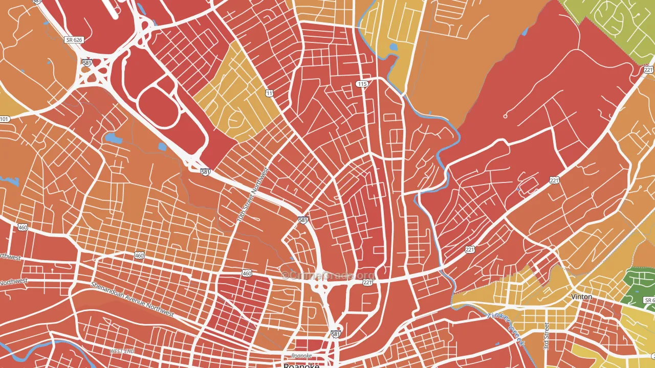 Williamson Road, Roanoke, VA Map of Theft Rates