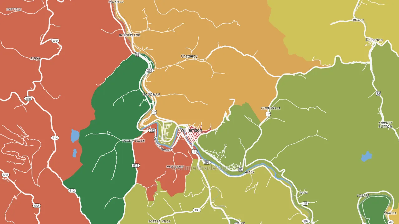 Williamson, WV Map of Theft Rates