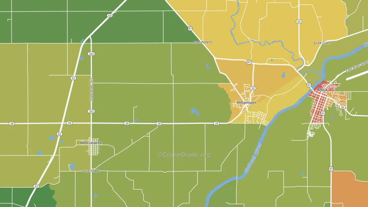 Williamsport, IN Map of Theft Rates