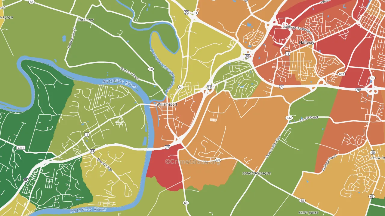 Williamsport, MD Map of Theft Rates