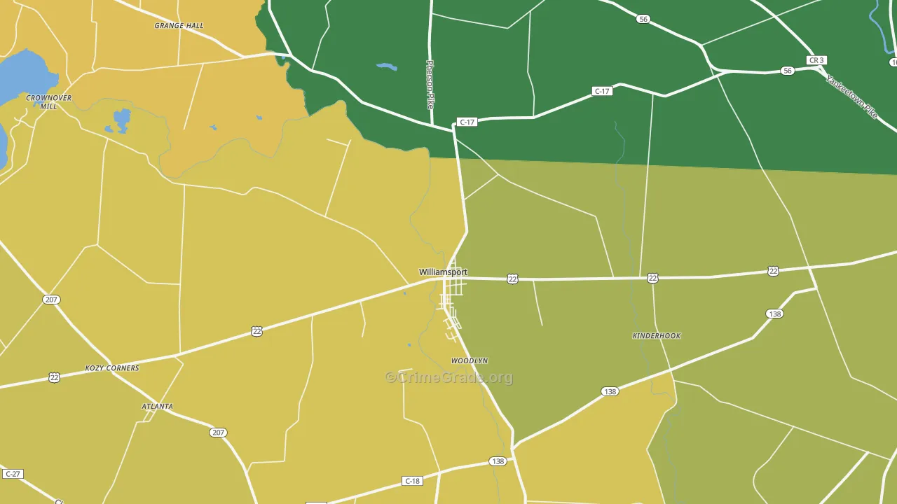 Williamsport, OH Map of Theft Rates