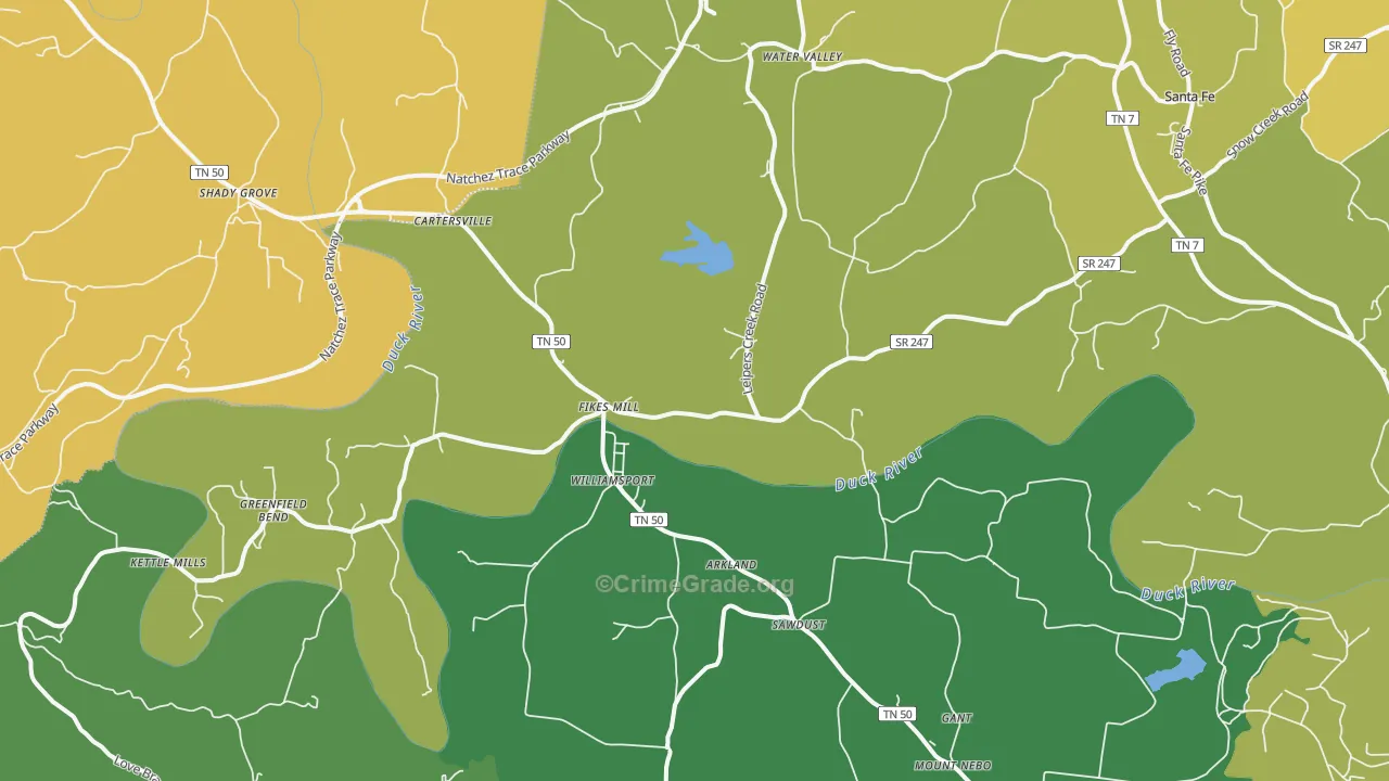 Williamsport, TN Map of Theft Rates