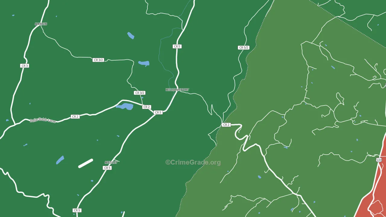 Williamsport, WV Map of Theft Rates
