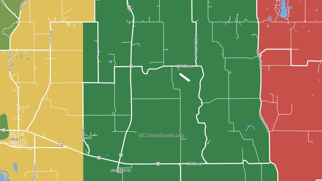 Williamstown, KS Map of Theft Rates