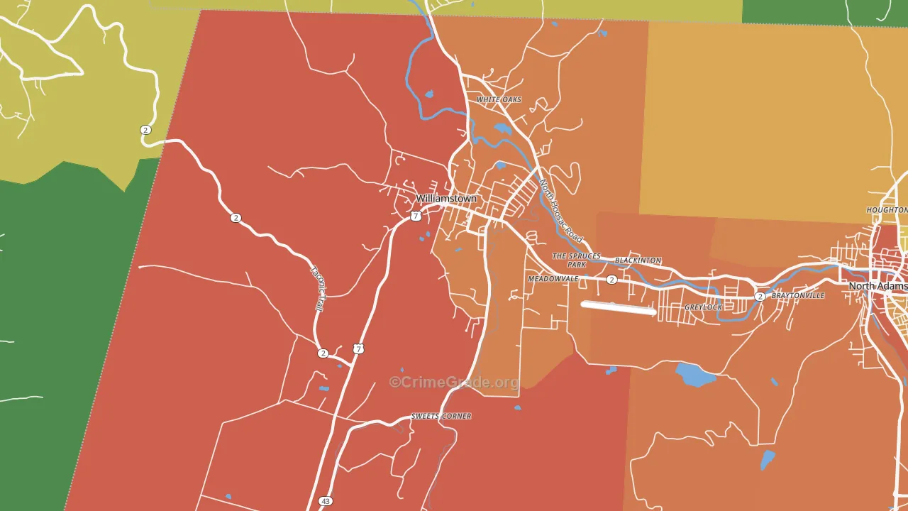 Williamstown, MA Map of Theft Rates