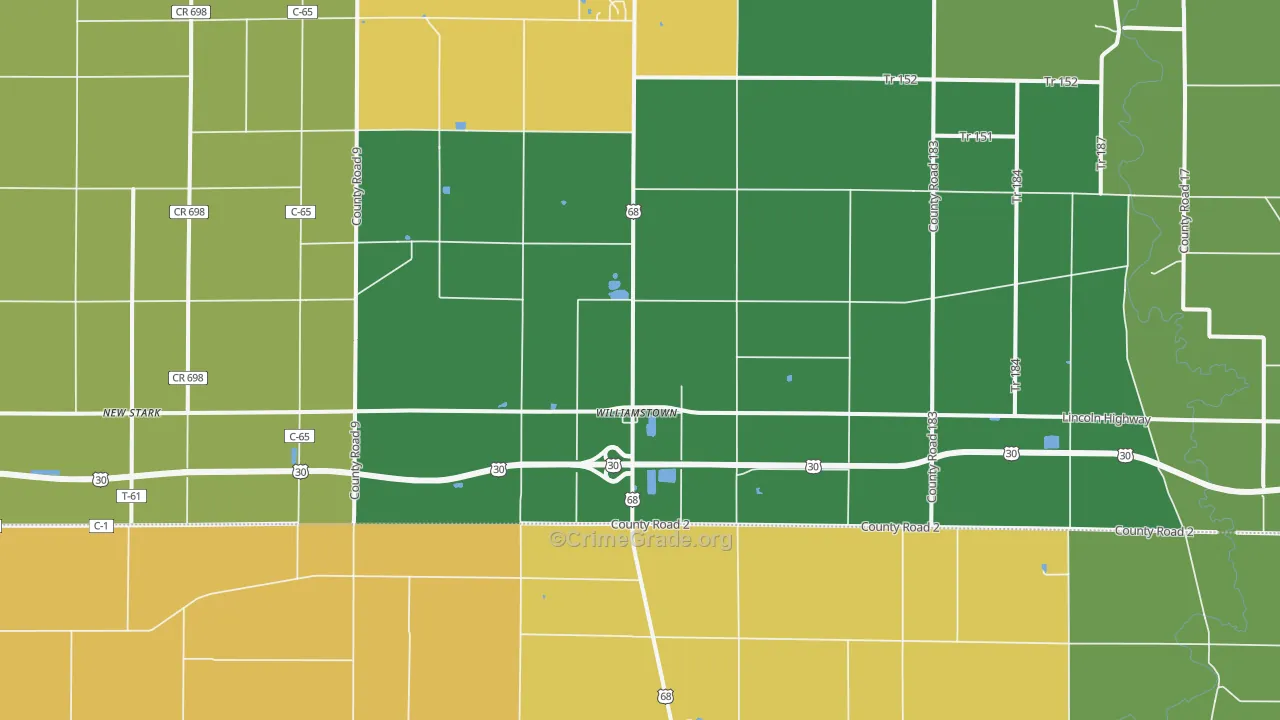 Williamstown, OH Map of Theft Rates