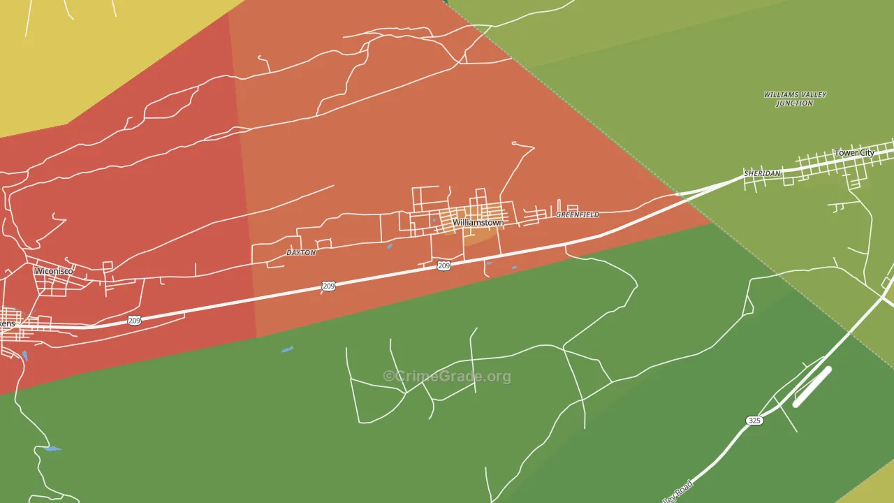 Williamstown, PA Map of Theft Rates