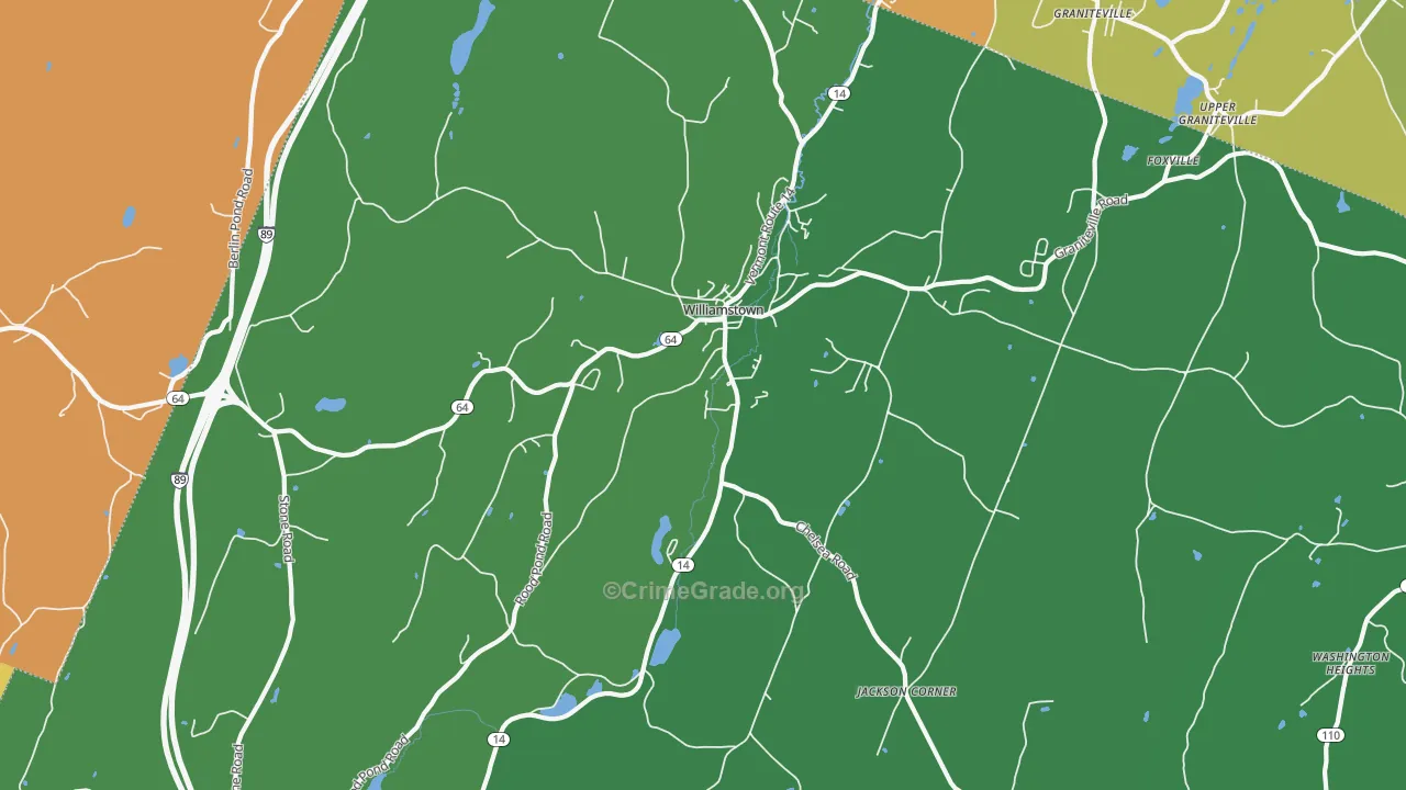 Williamstown, VT Map of Theft Rates