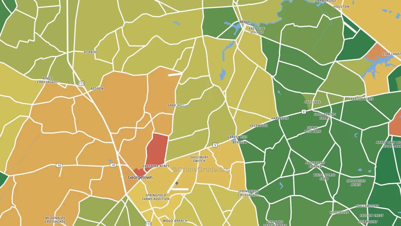 Williamsville, DE Map of Theft Rates