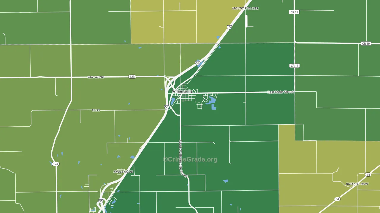 Williamsville, IL Map of Theft Rates
