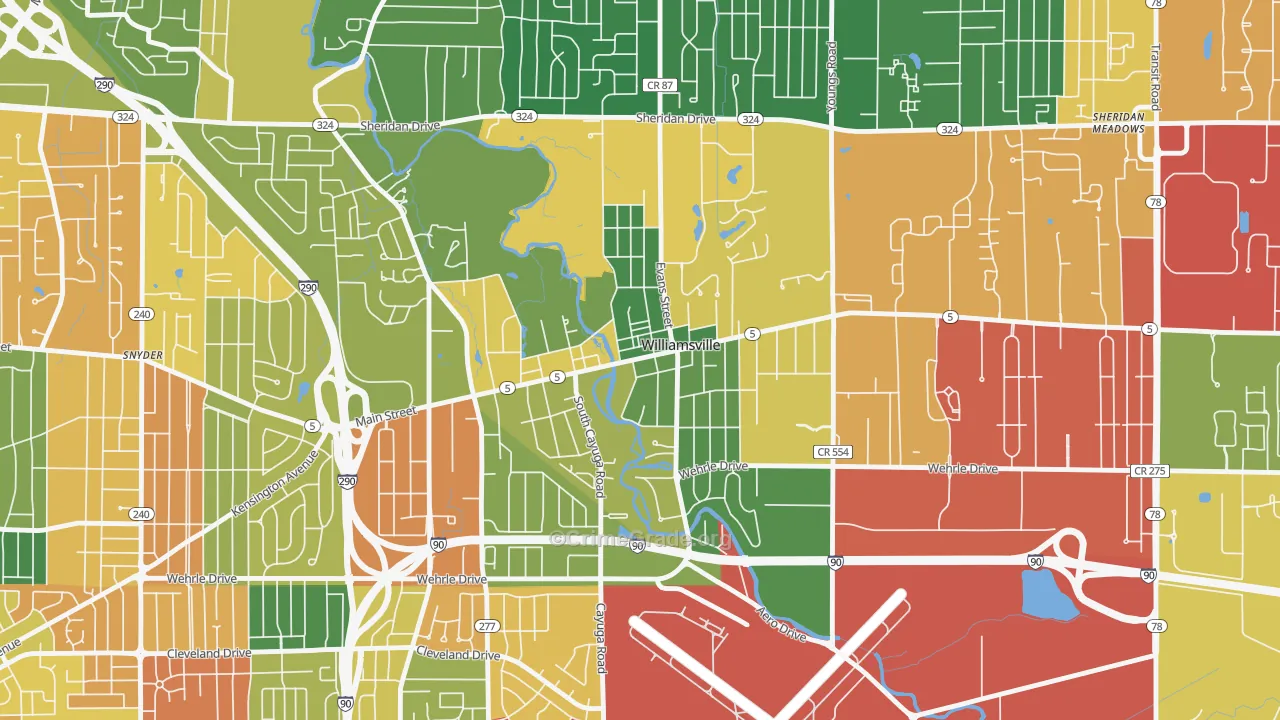Williamsville, NY Map of Theft Rates