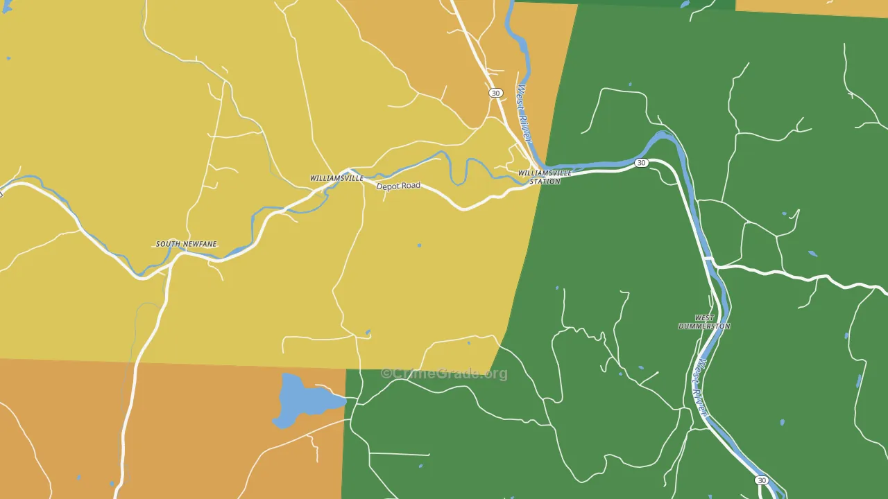 Williamsville, VT Map of Theft Rates