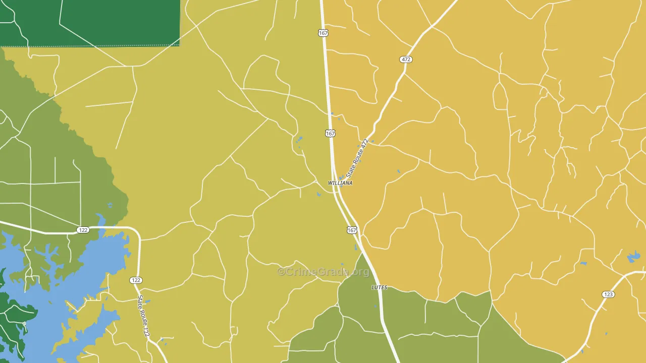 Williana, LA Map of Theft Rates