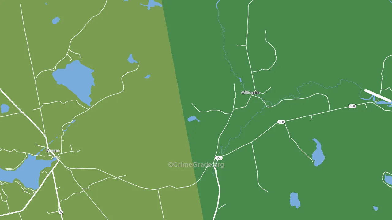 Willimantic, ME Map of Theft Rates