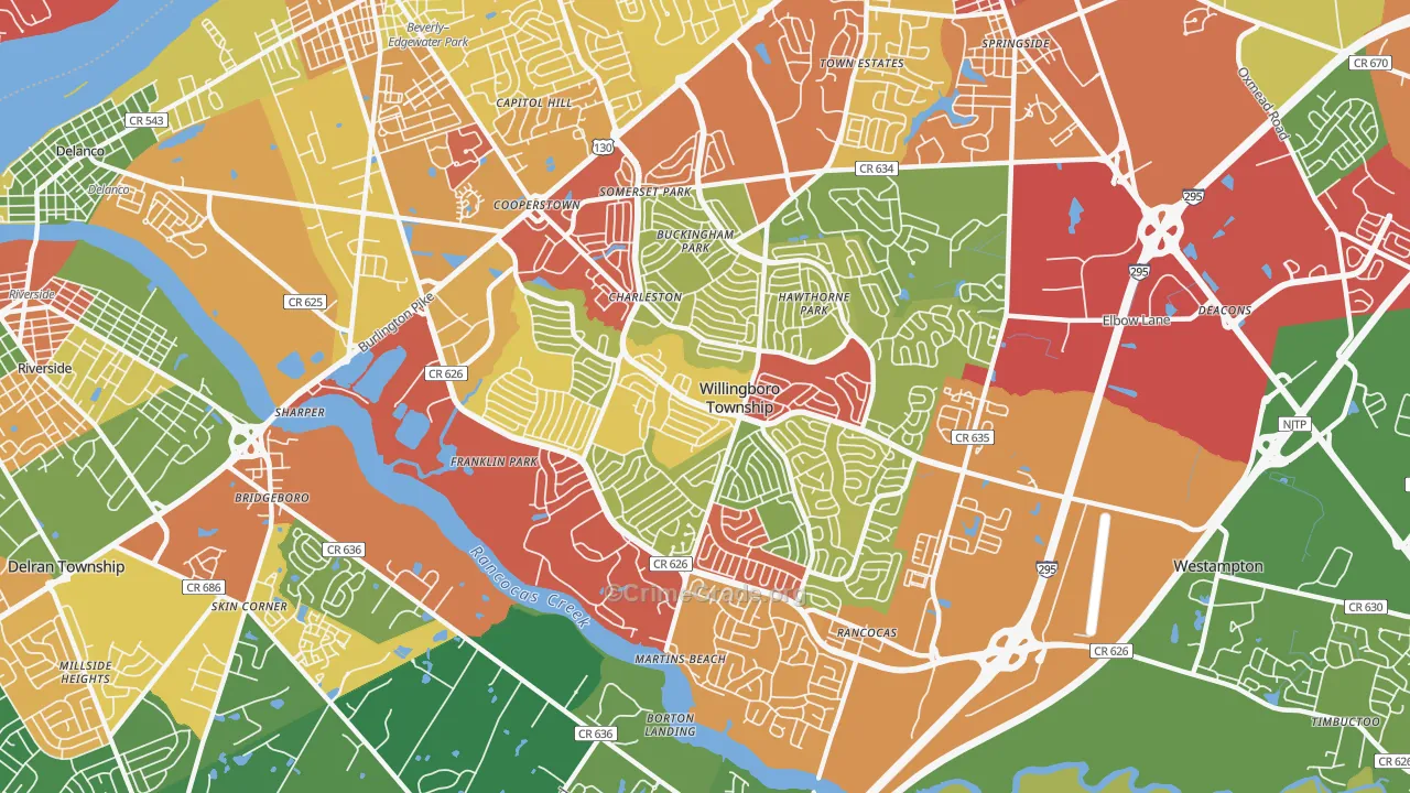 Willingboro, NJ Map of Theft Rates
