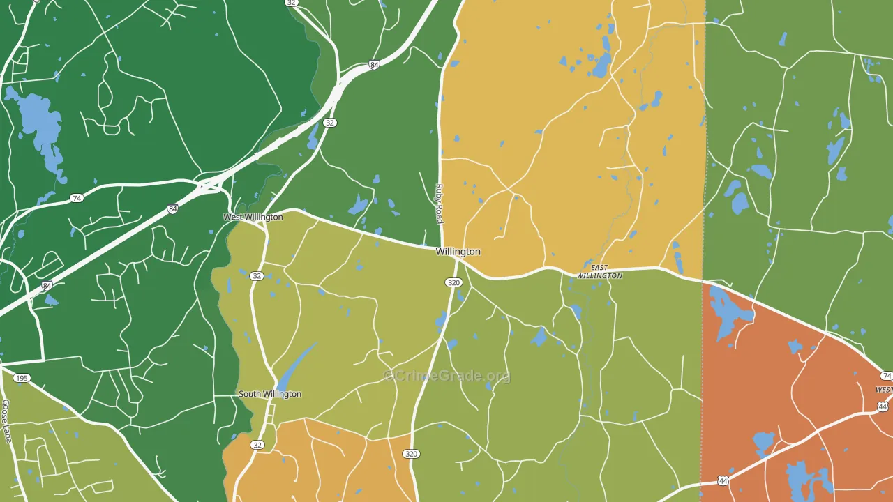 Willington, CT Map of Theft Rates