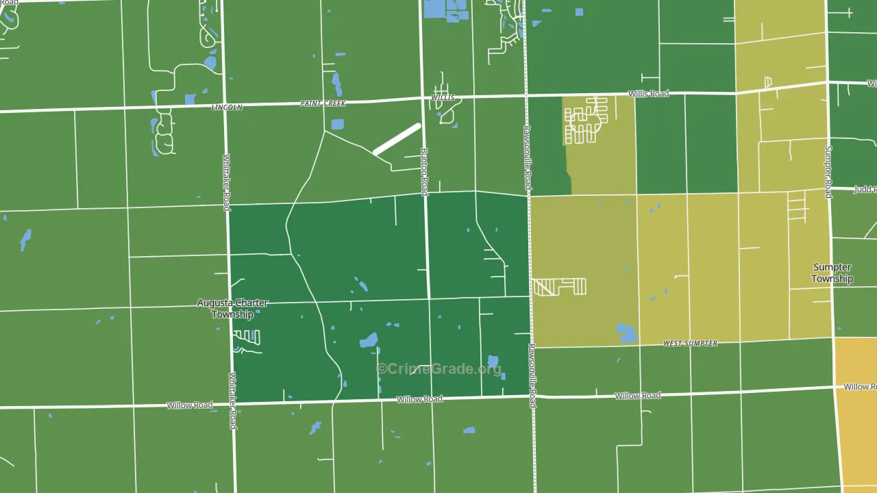 Willis, MI Map of Theft Rates