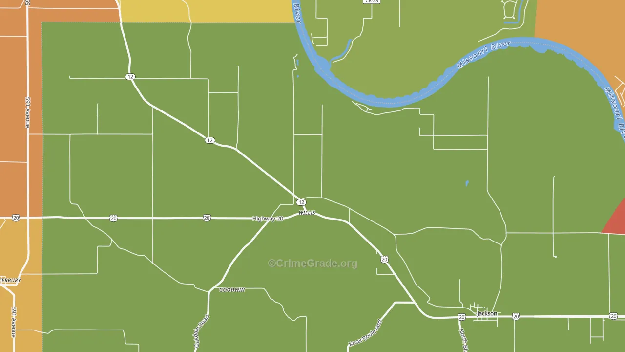 Willis, NE Map of Theft Rates