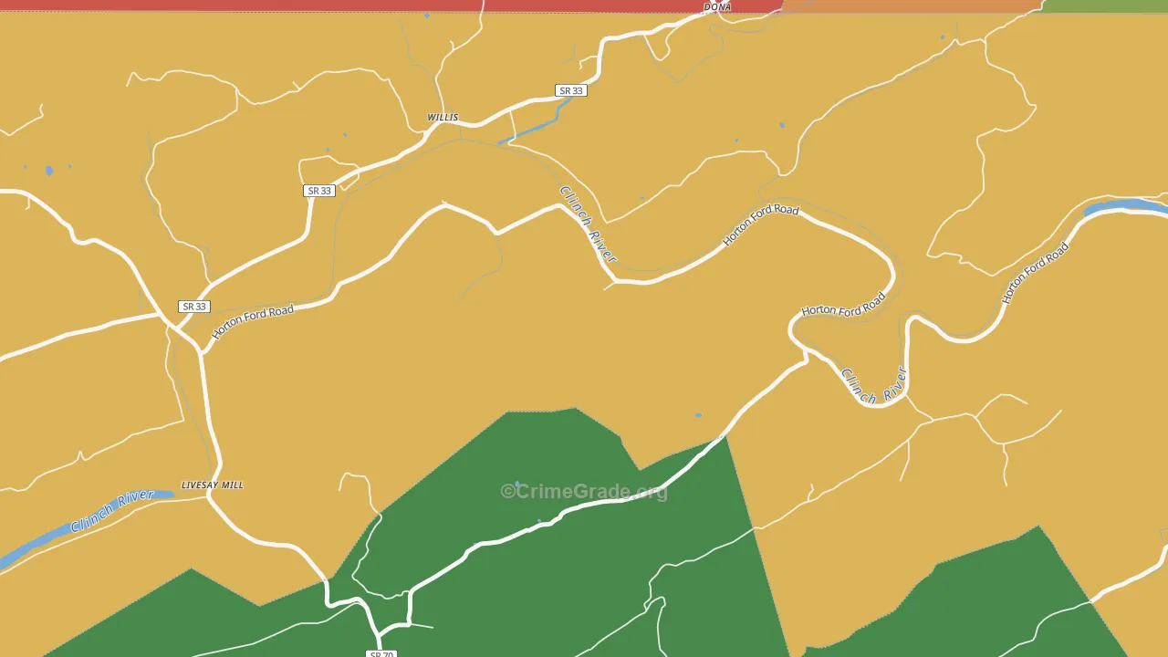 Willis, TN Map of Theft Rates