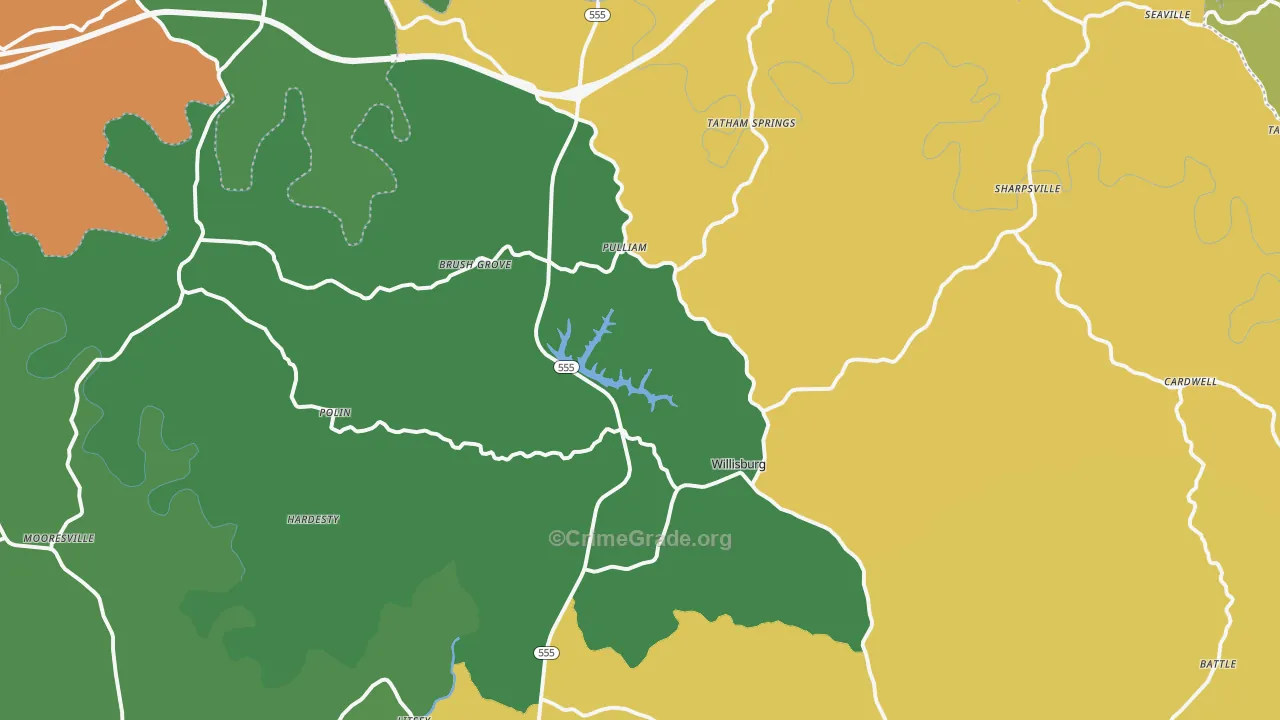 Willisburg, KY Map of Theft Rates