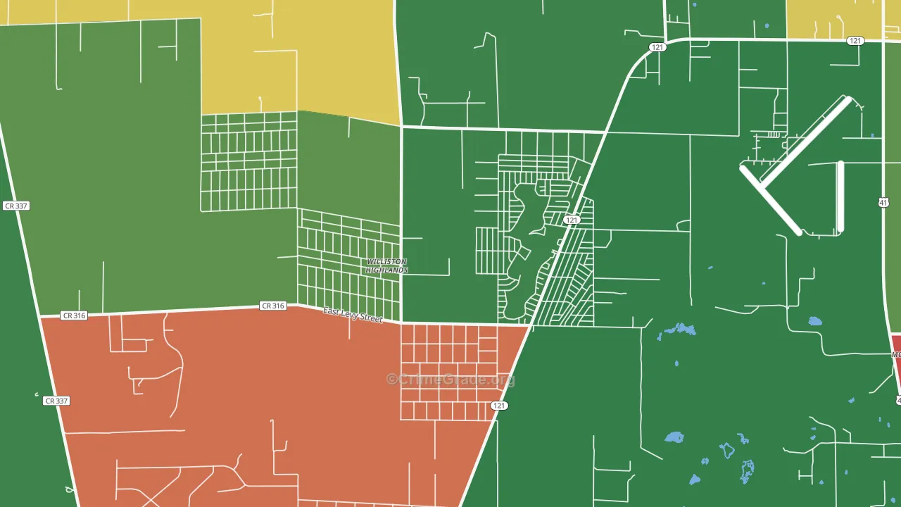 Williston Highlands, FL Map of Theft Rates