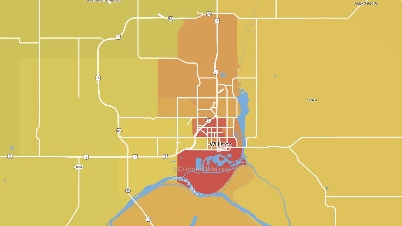 Williston, ND Map of Theft Rates