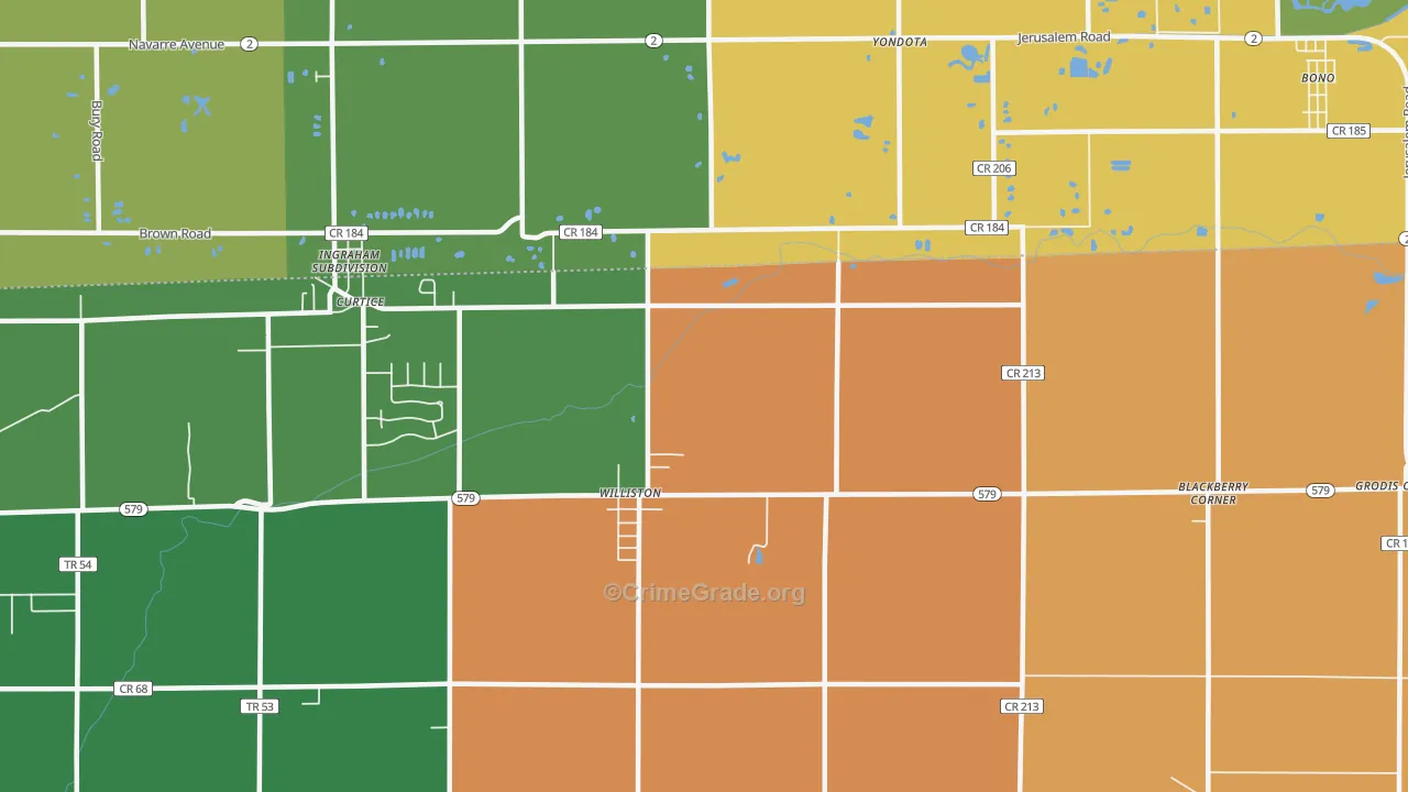 Williston, OH Map of Theft Rates