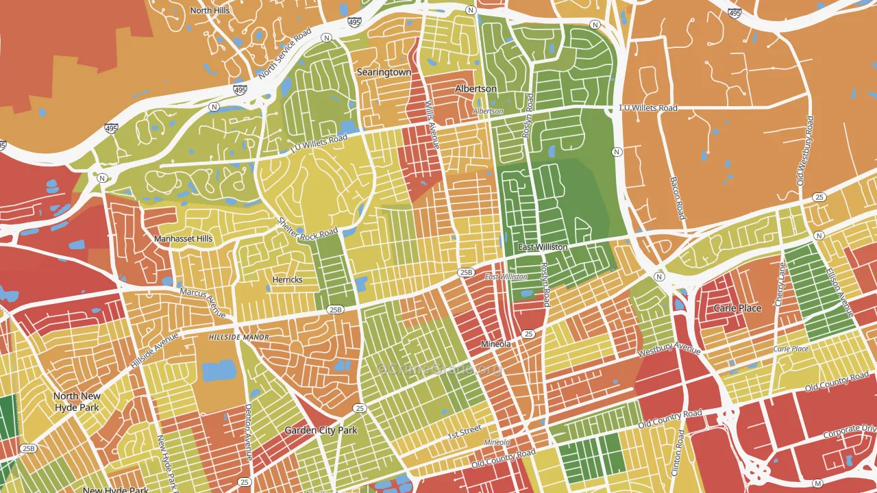 Williston Park, NY Map of Theft Rates