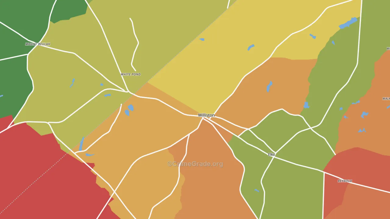 Williston, SC Map of Theft Rates