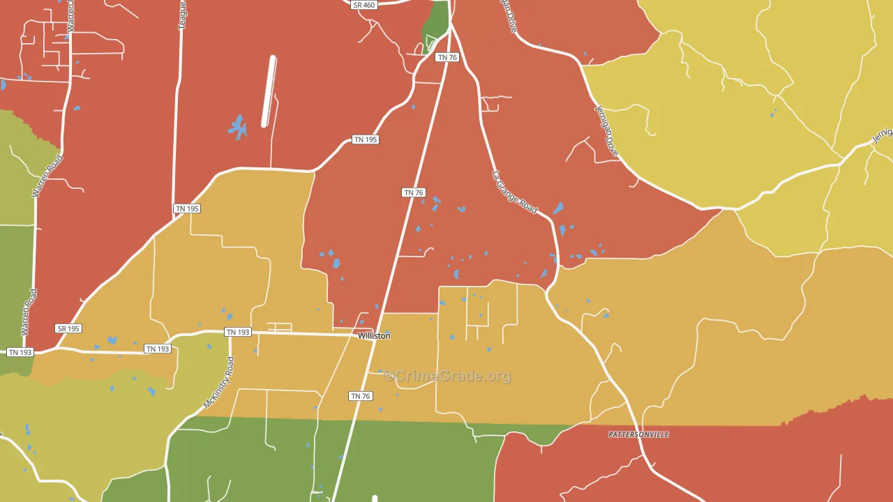 Williston, TN Map of Theft Rates