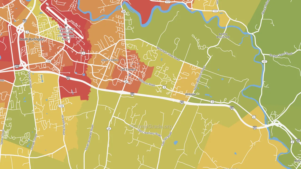 Williston, VT Map of Theft Rates
