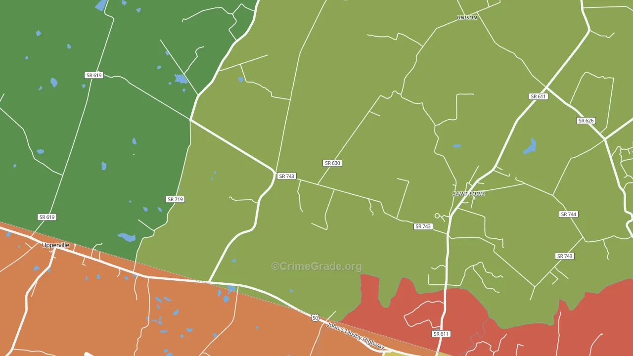 Willisville, VA Map of Theft Rates