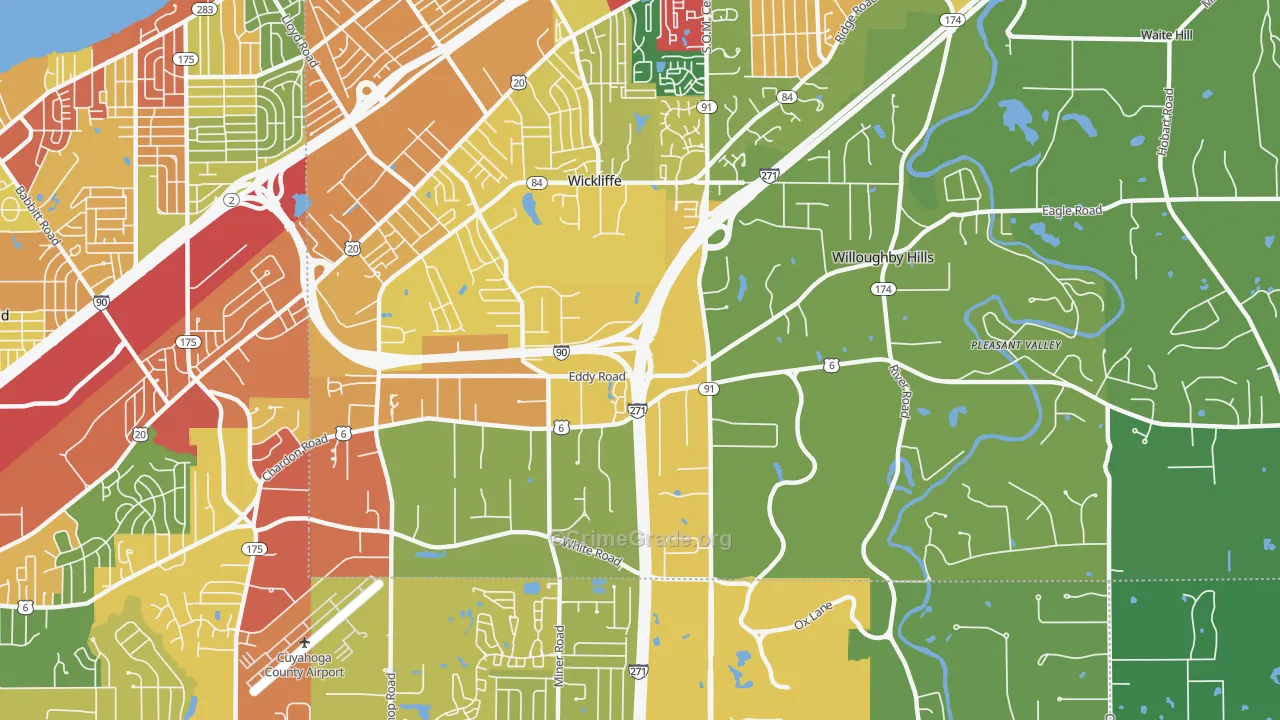 Willoughby Hills, OH Map of Theft Rates