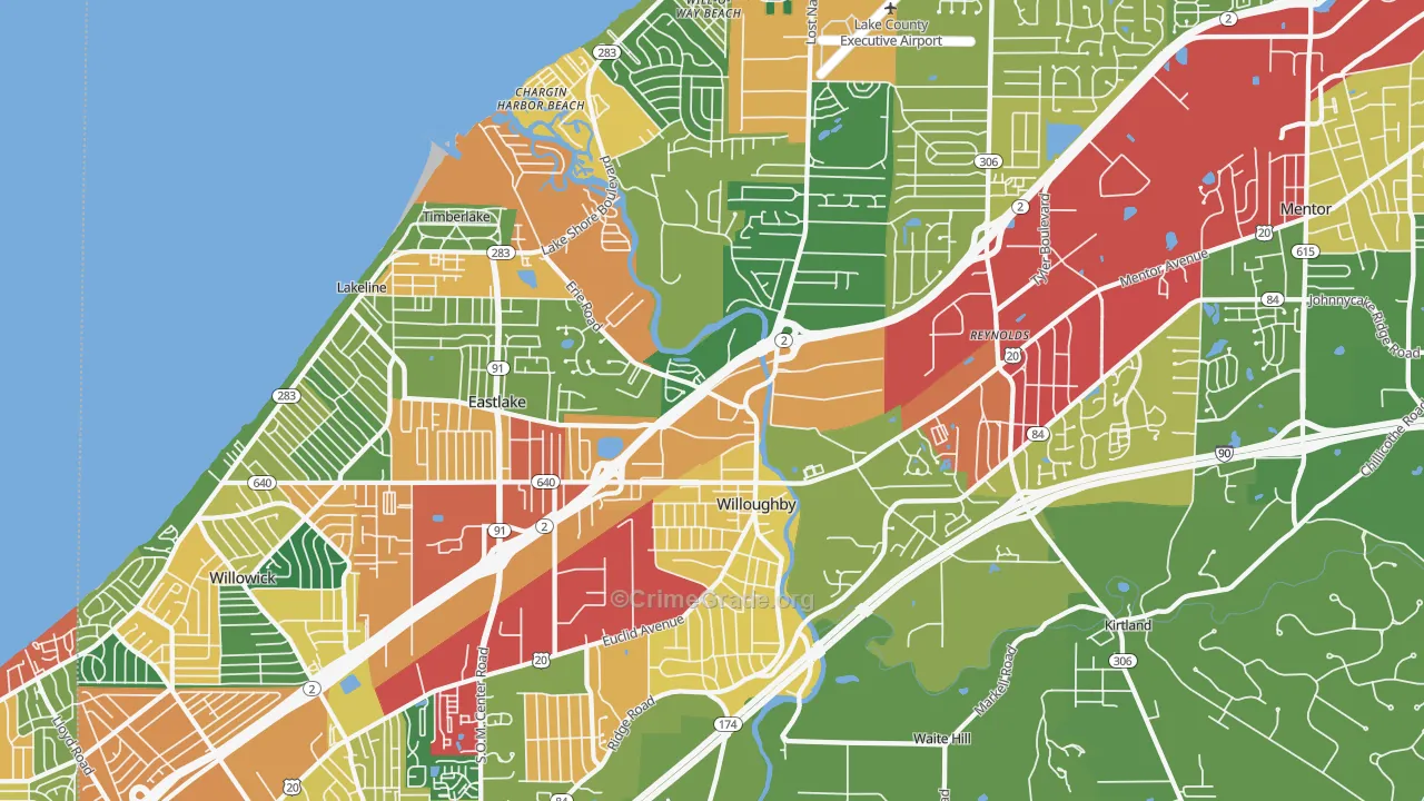 Willoughby, OH Map of Theft Rates
