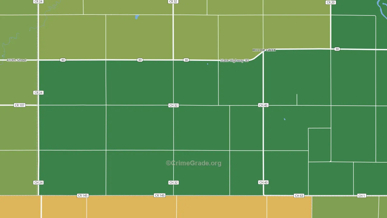 Willow Creek, MN Map of Theft Rates
