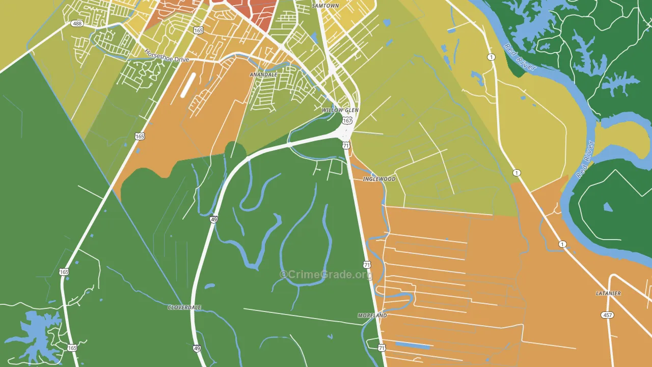 Willow Glen, LA Map of Theft Rates