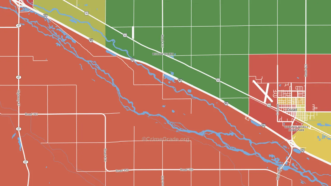 Willow Island, NE Map of Theft Rates