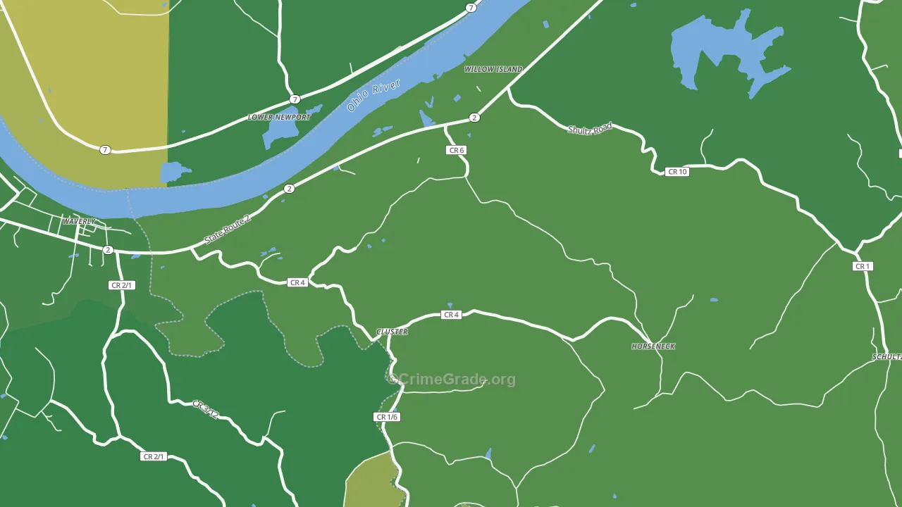 Willow Island, WV Map of Theft Rates
