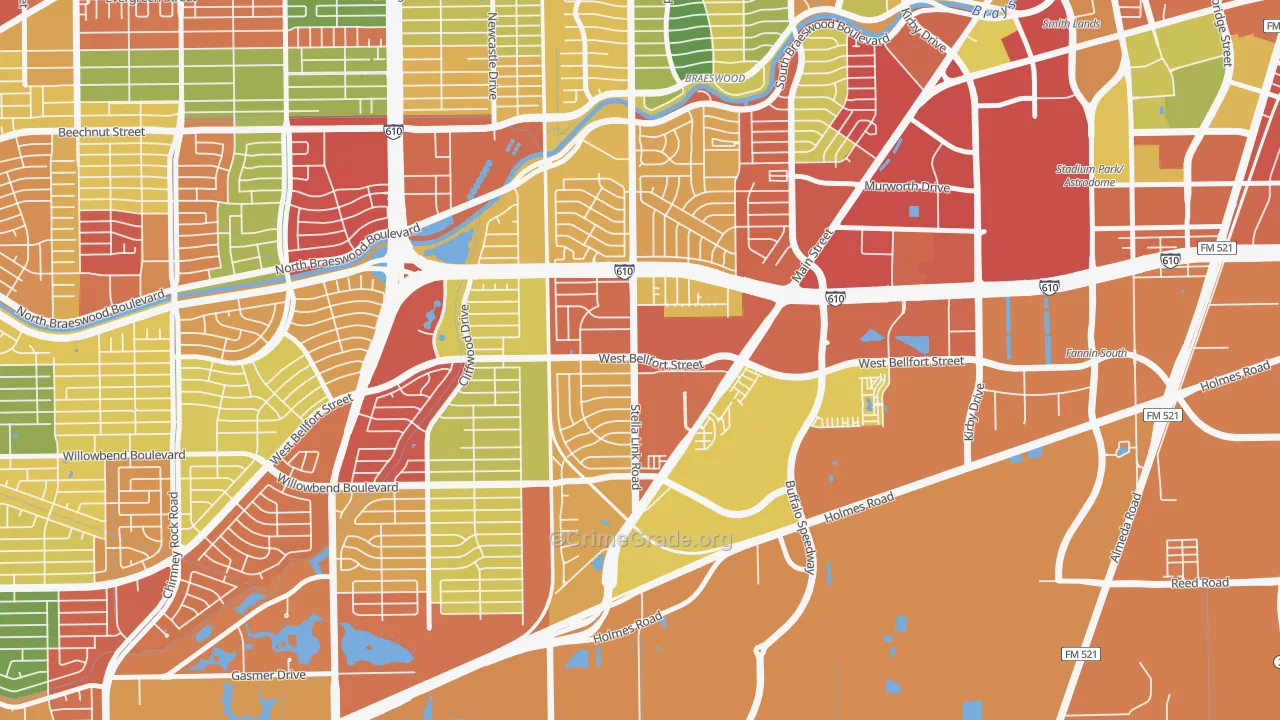 Willow Meadows-Willowbend Area, Houston, TX Map of Theft Rates