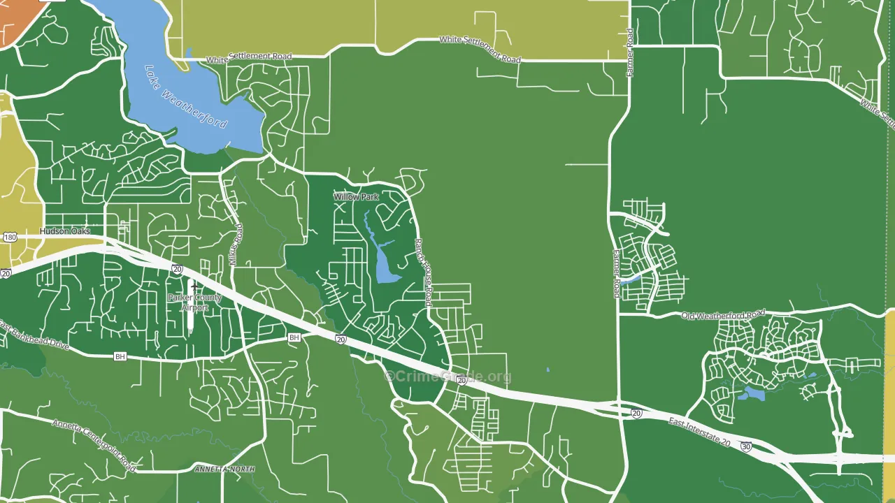 Willow Park, TX Map of Theft Rates
