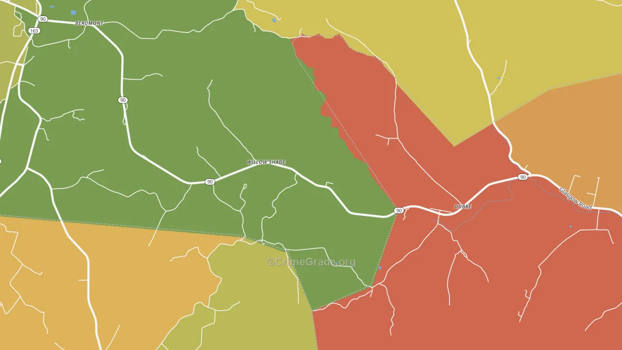 Willow Shade, KY Map of Theft Rates