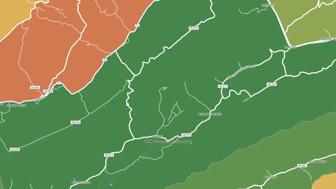 Willow Spring, VA Map of Theft Rates