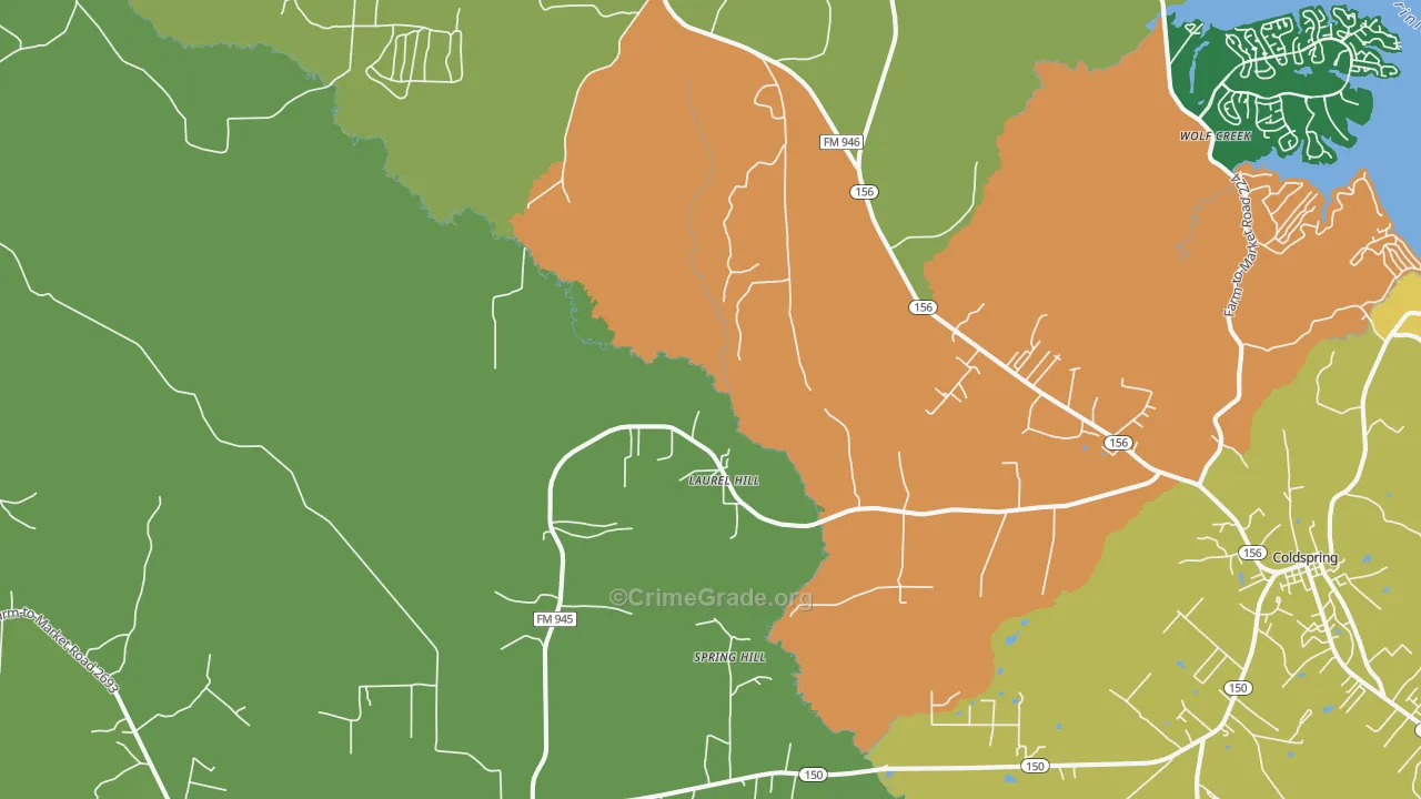 Willow Springs, TX Map of Theft Rates
