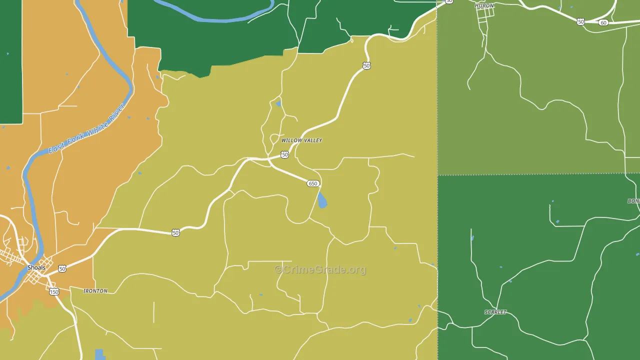 Willow Valley, IN Map of Theft Rates