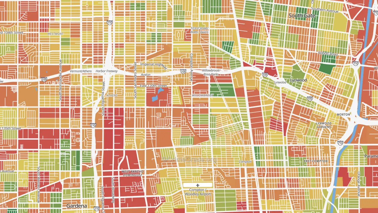 Willowbrook, CA Map of Theft Rates