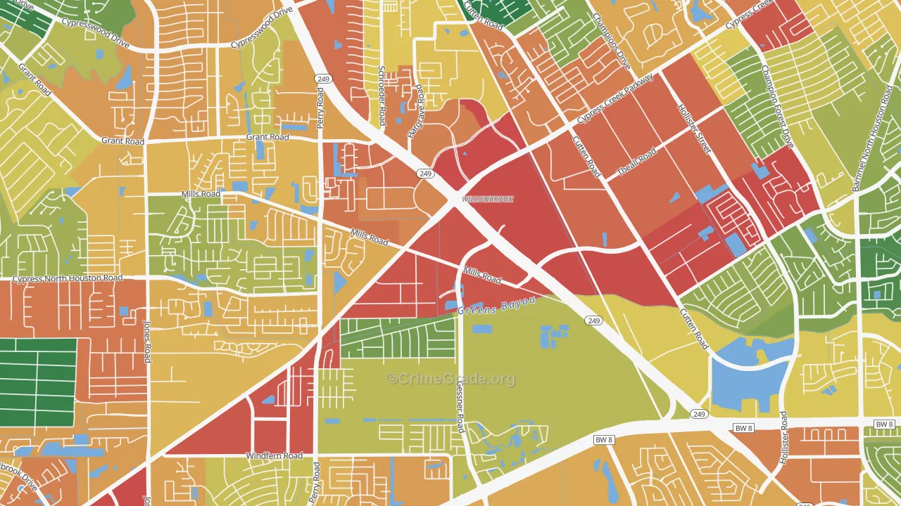 Willowbrook, Houston, TX Map of Theft Rates