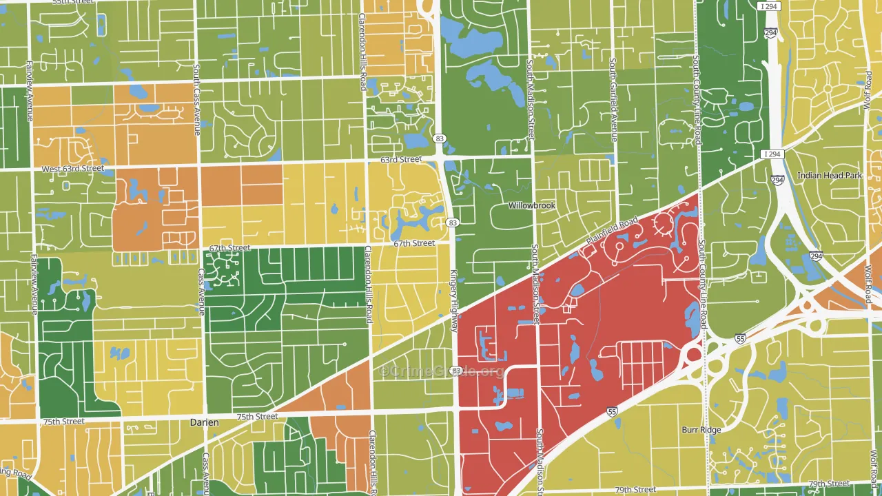 Willowbrook, IL Map of Theft Rates