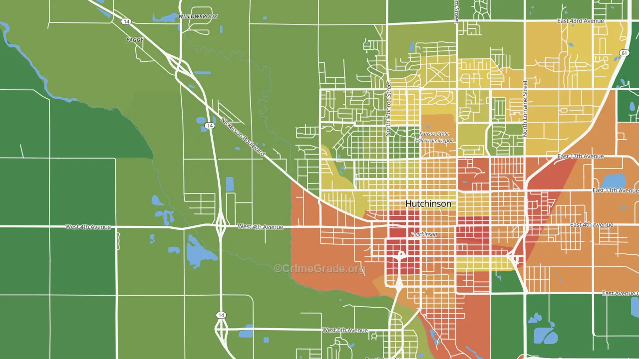 Willowbrook, KS Map of Theft Rates