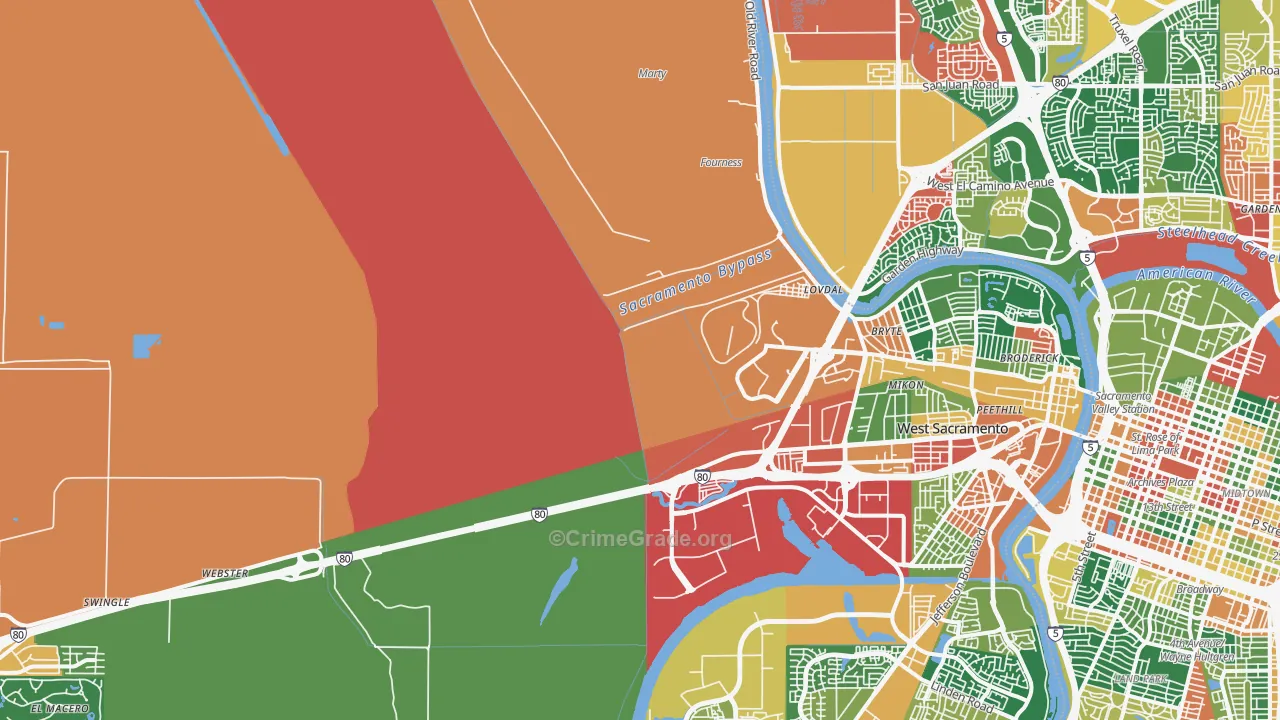 Willowcreek, Sacramento, CA Map of Theft Rates